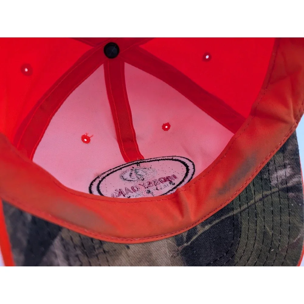 Mossy Oak Field Staff Blaze Orange Hunting Hat Adjustable Camo Brim Baseball Cap